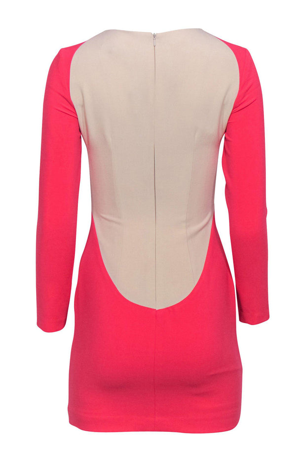 Current Boutique-Black Halo - Pink & White Colorblocked Long Sleeve Bodycon Dress Sz 0