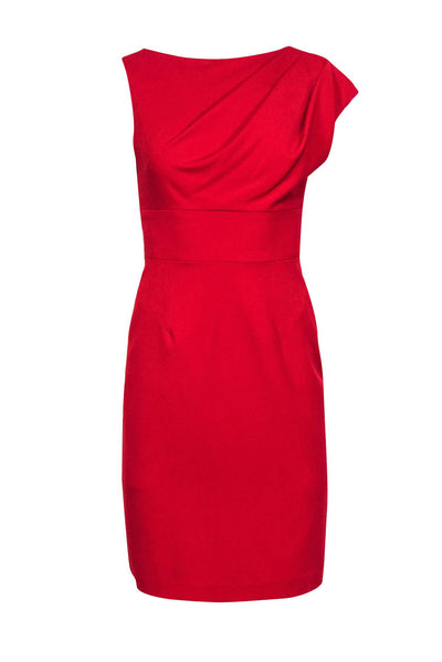 Current Boutique-Black Halo - Red Gathered Shoulder Sheath Dress Sz 4