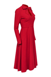 Current Boutique-Black Halo - Red Long Sleeve Midi Dress w/ Neck Tie Sz 2