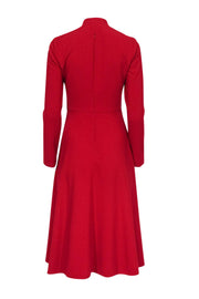 Current Boutique-Black Halo - Red Long Sleeve Midi Dress w/ Neck Tie Sz 2