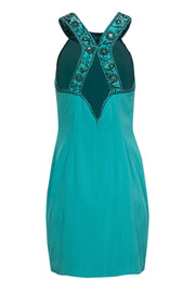 Current Boutique-Black Tie - Turquoise Sleeveless Dress w/ Beaded Trim Sz 10