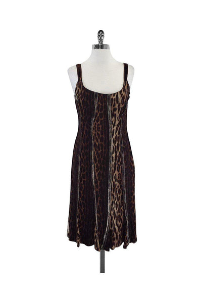 Current Boutique-Blumarine - Brown Cheetah Print Sleeveless Dress Sz 8
