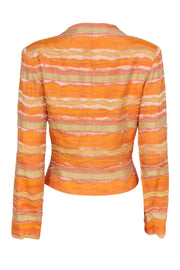 Current Boutique-Bob Mackie - Vintage Orange & Yellow Wavy Striped Beaded Blazer Sz 8