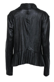 Current Boutique-Bod & Christensen - Black Leather Clasped Draped Jacket Sz 8