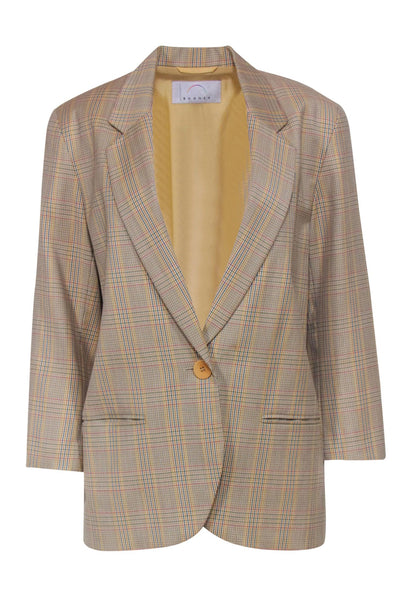 Current Boutique-Bogner - Yellow Plaid Wool Single Button Blazer Sz 8