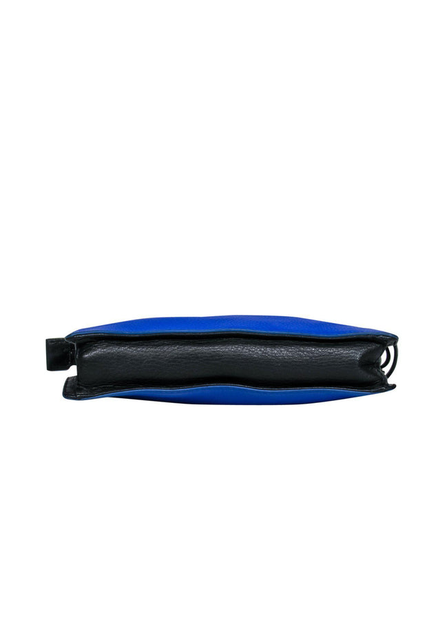 Current Boutique-Botkier - Blue, Black & Cream Colorblocked Pebbled Leather Handbag w/ Chain Strap