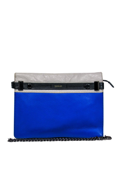 Current Boutique-Botkier - Blue, Black & Cream Colorblocked Pebbled Leather Handbag w/ Chain Strap
