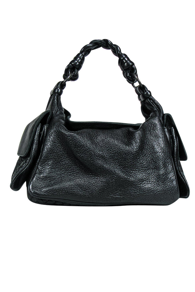 Current Boutique-Bottega Veneta - Back Pebbled Leather Hobo Bag w/ Woven Trim