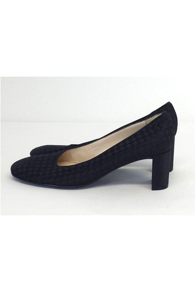 Current Boutique-Bottega Veneta - Black Woven Satin Heels Sz 8.5
