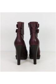Current Boutique-Bottega Veneta - Maroon Leather Booties Sz 8.5