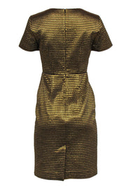 Current Boutique-Boutique Moschino - Gold Short Sleeve Geo Print V-Neck Dress Sz 6