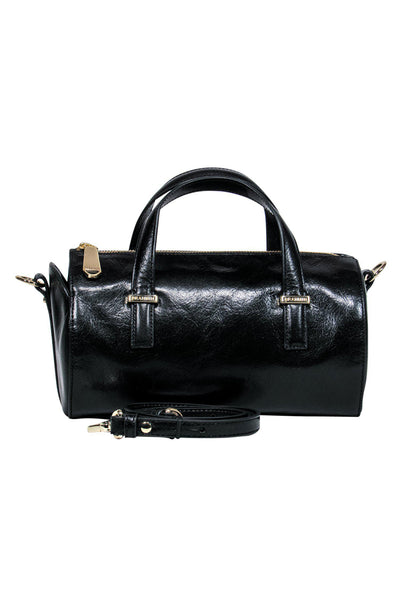 Current Boutique-Brahmin - Black Leather Structured Convertible Crossbody