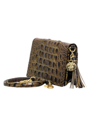 Current Boutique-Brahmin - Olive Crocodile Embossed Convertible Crossbody Wallet