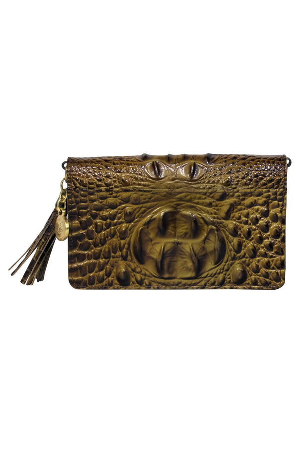Brahmin Crocodile Print Brown Shoulder Purse Bag Gold Colored Accents |  Shoulder purse, Bags, Purses