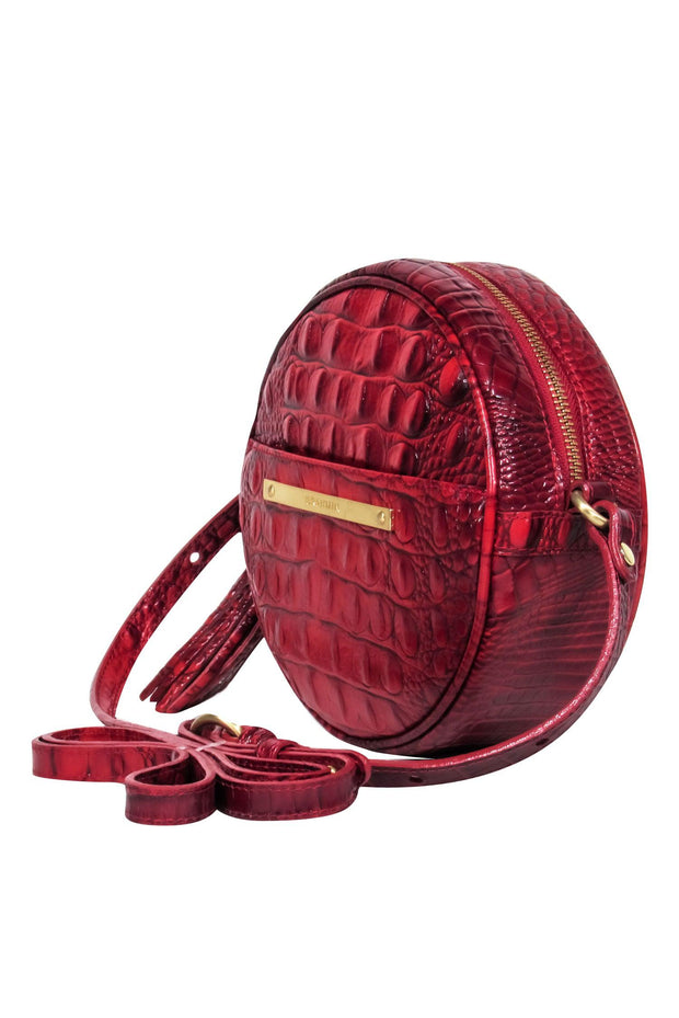 Current Boutique-Brahmin - Red Croc Embossed Circle Crossbody Bag
