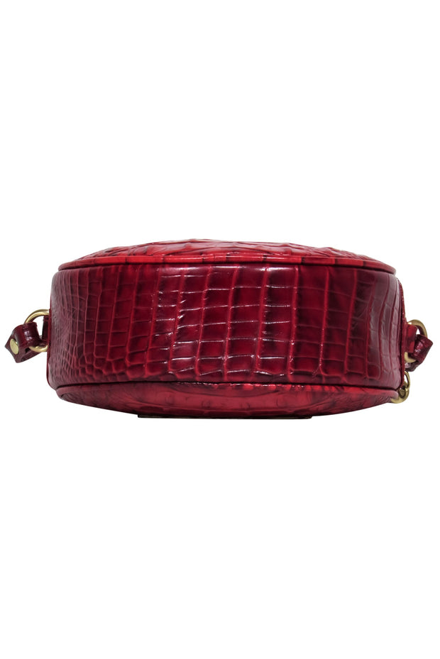 Current Boutique-Brahmin - Red Croc Embossed Circle Crossbody Bag