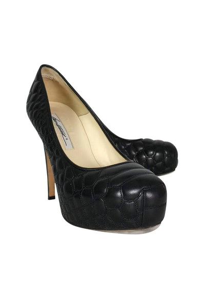 Current Boutique-Brian Atwood - Black Leather Quilted Pumps Sz 9