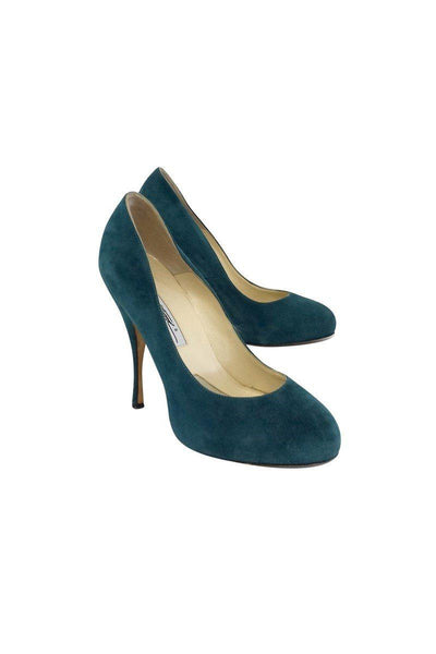 Current Boutique-Brian Atwood - Green Suede Pumps Sz 8