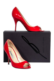 Current Boutique-Brian Atwood - Red Patent Leather Peep Toe Pumps Sz 7