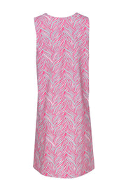 Current Boutique-Britt Ryan - Turquoise & Hot Pink Zebra Print Shift Dress w/ Tassels Sz XL