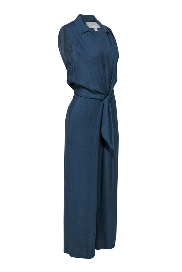 Current Boutique-Brochu Walker - Aegean Blue Sleeveless Wide Leg Jumpsuit w/ Tie Sz M