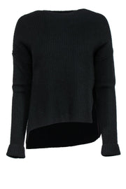 Current Boutique-Brochu Walker - Black Knitted Sweater w/ Asymmetrical Hem & High Side Slit Sz S