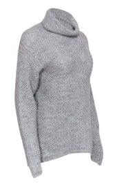 Current Boutique-Brochu Walker - Grey & Light Blue Chunky Knit Alpaca Turtleneck Sweater