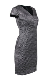 Current Boutique-Brooks Brothers - Black & Silver Geometric Star Jacquard Print Fitted Sheath Dress Sz 6P