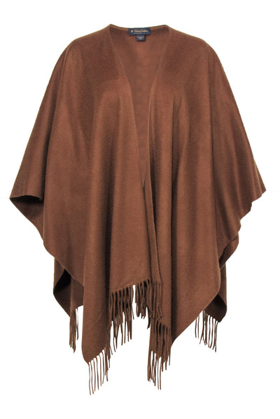 Current Boutique-Brooks Brothers - Brown Cashmere Fringed Shawl OS