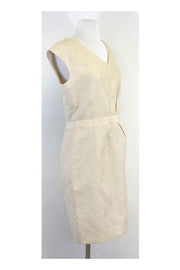 Current Boutique-Brooks Brothers - Cream V-Neck Textured Dress Sz 6