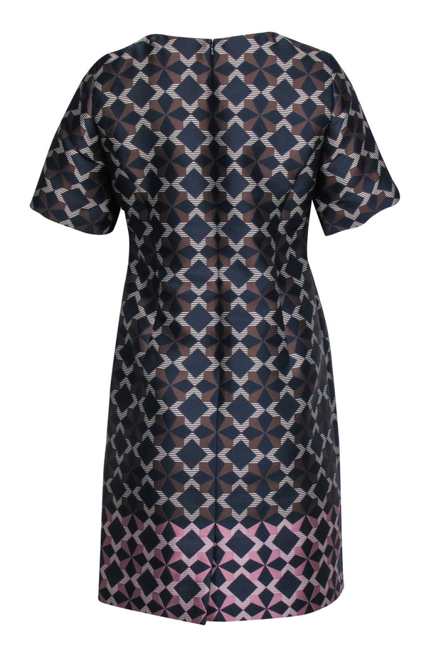 Current Boutique-Brooks Brothers - Navy & Brown Geometric Star Print Dress Sz 8