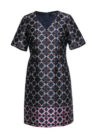 Current Boutique-Brooks Brothers - Navy & Brown Geometric Star Print Dress Sz 8