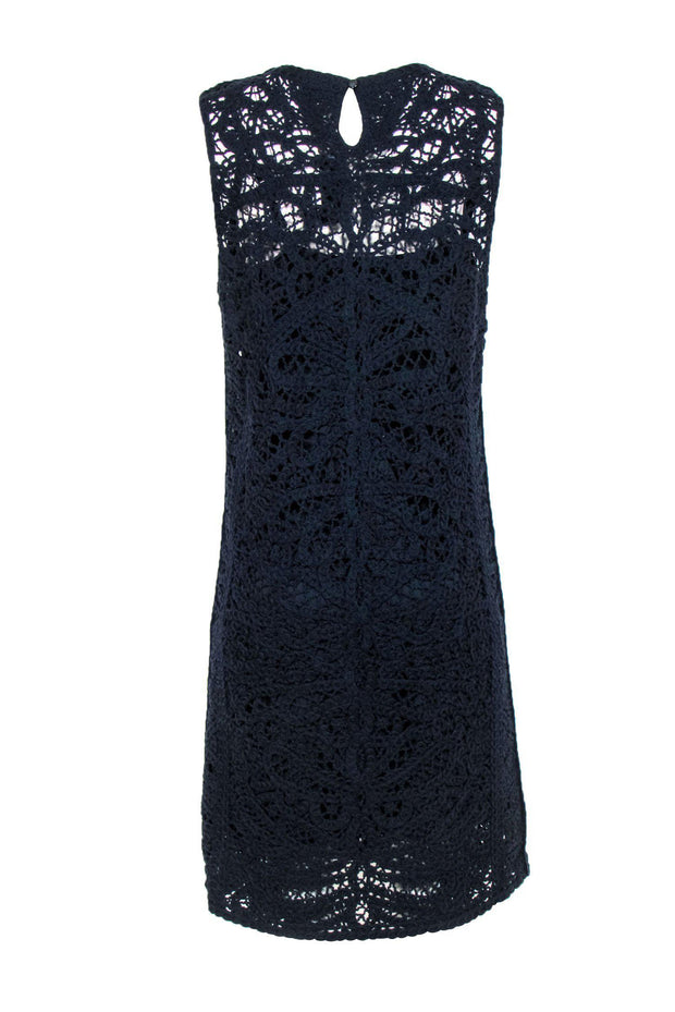 Current Boutique-Brooks Brothers - Navy Crochet Cotton Midi Dress Sz L