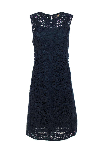 Current Boutique-Brooks Brothers - Navy Crochet Cotton Midi Dress Sz L