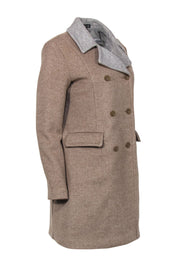 Current Boutique-Brooks Brothers - Tan Double Breasted Wool Pea Coat Sz 6