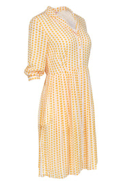 Current Boutique-Brooks Brothers - Yellow & White Polka Dot Button-Up Pleated Shirtdress Sz 4