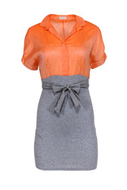 Current Boutique-Brunello Cucinelli - Bright Orange & Gray Collared Dress Sz M
