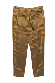 Current Boutique-Brunello Cucinelli - Gold Silk Satin Tapered Leg Trousers Sz 6
