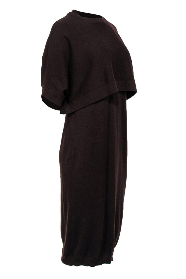 Current Boutique-Brunello Cucinelli - Maroon Sleeveless Cashmere Dress & Cropped Sweater Set Sz XL