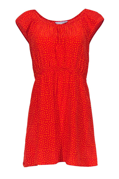 Current Boutique-Built by Wendy - Red & Orange Printed Silk Mini Dress Sz M