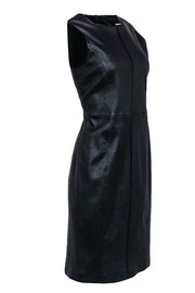 Current Boutique-Burberry - Black Leather Sleeveless Paneled Sheath Dress Sz 12