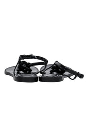 Current Boutique-Burberry - Black Patent Leather T-Strap Sandals w/ Chain Design Sz 8