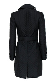 Current Boutique-Burberry - Black Quilted Double Breasted Trench Coat w/ Belt Sz 2