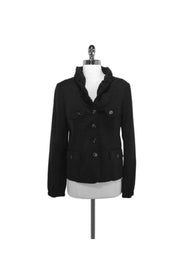 Current Boutique-Burberry - Black Ruched Collar Wool Jacket Sz 8