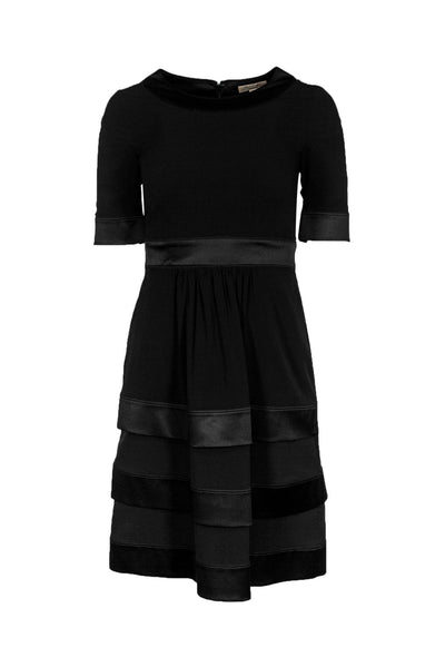 Current Boutique-Burberry - Black Short Sleeved Dress w/ Tiered Skirt Sz 2