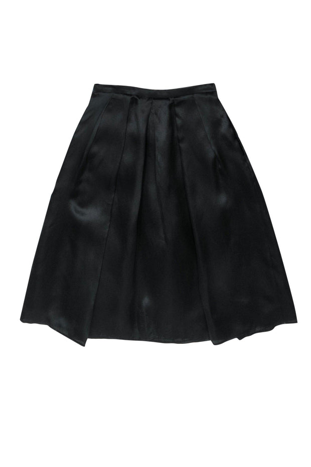 Current Boutique-Burberry - Black Silk Pleated A-Line Skirt Sz 4
