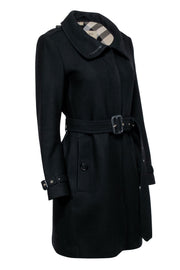 Current Boutique-Burberry - Black Wool Blend Belted Coat Sz 8