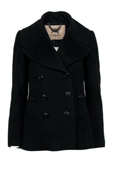 Current Boutique-Burberry - Black Wool Blend Overcoat Sz M