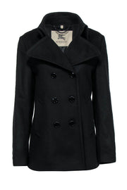 Current Boutique-Burberry - Black Wool Pointed Collar Peacoat Sz M