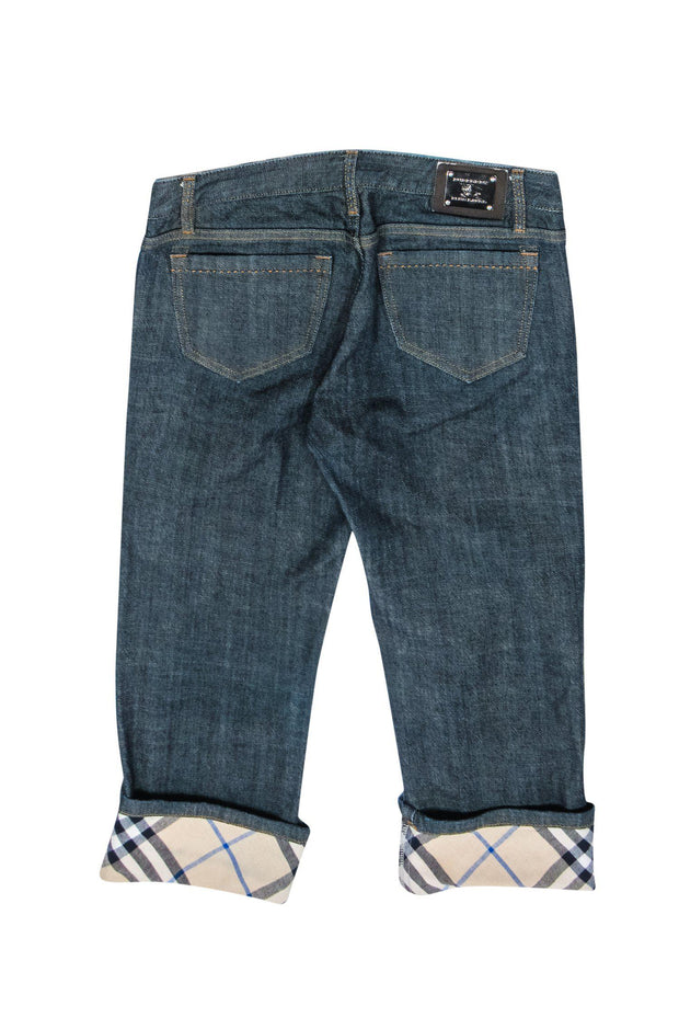 Current Boutique-Burberry Blue Label - Medium Wash Capri Jeans w/ Tartan Cuffs Sz 25
